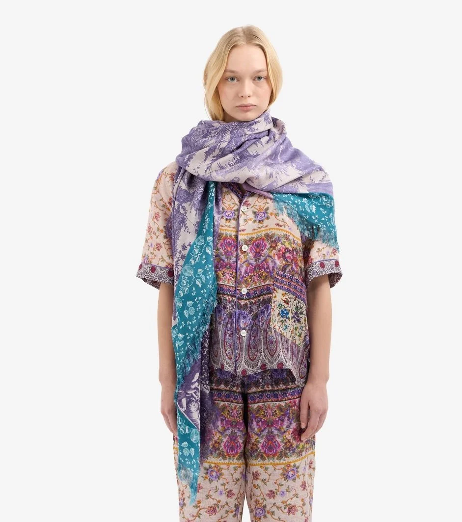 PIERRE-LOUIS MASCIA ALOE SILK 135X195CM SCARF PURPLE SS25